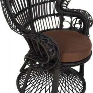 ΠΟΛΥΘΡΟΝΑ ROYAL PEACOCK RATTAN ΜΑΥΡΟ-ΜΑΞΙΛΑΡΙ ΚΑΦΕ 114x72x150Yεκ.