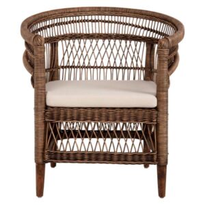 ΠΟΛΥΘΡΟΝΑ MALAWI ΞΥΛΟ ΜΑΟΝΙ ΜΕ RATTAN ΚΑΦΕ-ΛΕΥΚΟ ΜΑΞΙΛΑΡΙ 80x70x86Υεκ.