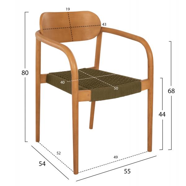 ΠΟΛΥΘΡΟΝΑ OSLO ΞΥΛΟ TEAK ΦΥΣΙΚΟ & ΠΡΑΣΙΝΟ ΣΧΟΙΝΙ 55x54x80Yεκ.