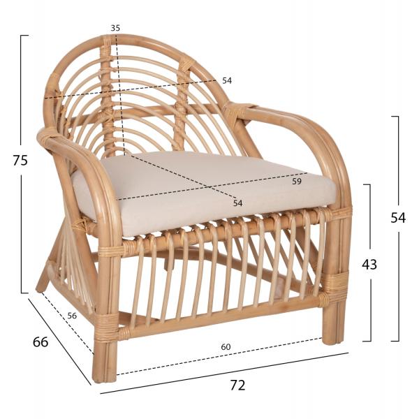 ΠΟΛΥΘΡΟΝΑ FEMUR RATTAN ΣΕ ΦΥΣΙΚΟ- ΛΕΥΚΟ ΜΑΞΙΛΑΡΙ 72x66x75Υεκ.
