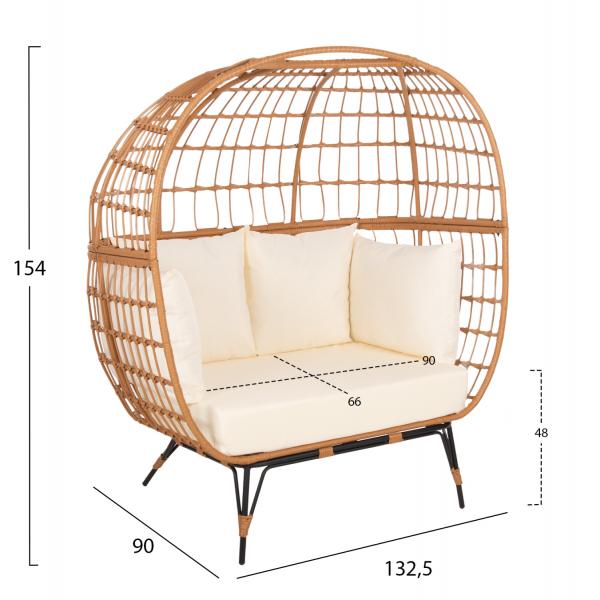 ΠΟΛΥΘΡΟΝΑ ΦΩΛΙΑ MIAMI 2 ΑΤΟΜΩΝ ΤΥΠΟΥ RATTAN 132.5x90x154Υεκ