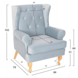 ΠΟΛΥΘΡΟΝΑ ΜΠΕΡΖΕΡΑ BRANDON BABY BLUE ΒΕΛΟΥΔΟ-ΠΟΔΙΑ ΣΕ ΦΥΣΙΚΟ 82,5x80x104Υεκ