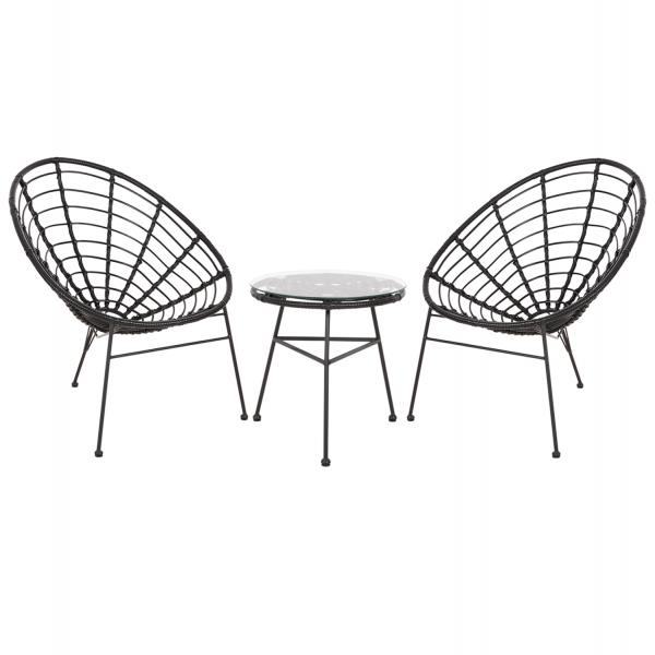 ΣΕΤ ΕΞΩΤΕΡΙΚΟΥ ΧΩΡΟΥ 3ΤΜΧ ALLEGRA ΜΑΥΡΟ ΣΥΝΘ.RATTAN & ΜΕΤΑΛΛΟ