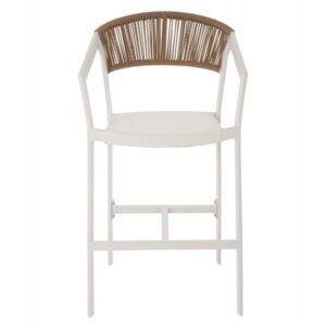 ΣΚΑΜΠΟ ΑΛΟΥΜΙΝΙΟΥ ΜΕΣΑΙΟΥ ΥΨΟΥΣ RATTAN & TEXTLINE ΛΕΥΚΟ ΜΠΕΖ 56,5x57x99,5