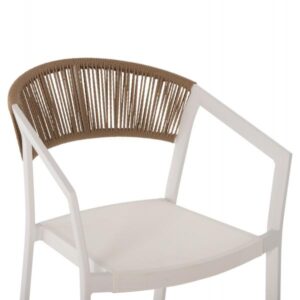 ΣΚΑΜΠΟ ΑΛΟΥΜΙΝΙΟΥ ΜΕΣΑΙΟΥ ΥΨΟΥΣ RATTAN & TEXTLINE ΛΕΥΚΟ ΜΠΕΖ 56,5x57x99,5