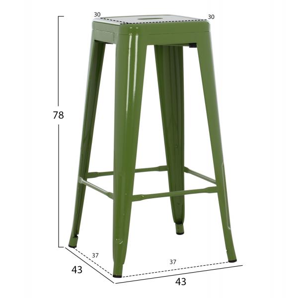 ΣΚΑΜΠΟ BAR ΜΕΤΑΛΛΙΚΟ ΣΕ LIGHT OLIVE GREEN 43x43x78 εκ.