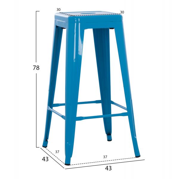 ΣΚΑΜΠΟ BAR ΜΕΤΑΛΛΙΚΟ ΣΕ ΜΠΛΕ 43x43x78 εκ.