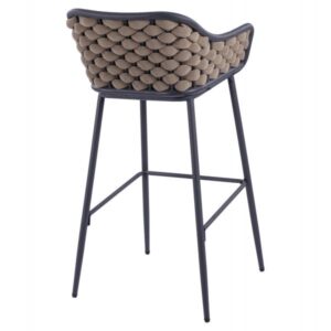 ΣΚΑΜΠΟ KADE ΜΕ ΜΕΤΑΛΛΙΚΟ ΣΚΕΛΕΤΟ ΚΑΙ ΜΠΕΖ WICKER ΣΧΟΙΝΙ 54x54x103 εκ.