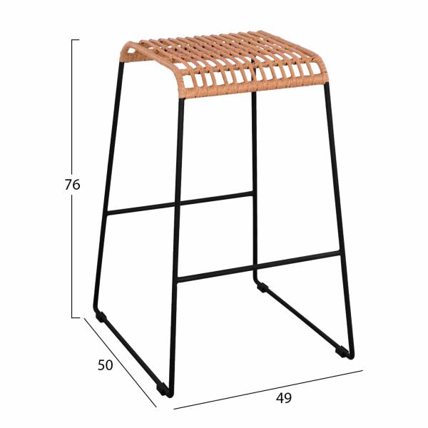 ΣΚΑΜΠΟ ΜΕΤΑΛΛΙΚΟ ALLEGRA ΜΕ WICKER ΣΕ ΜΠΕΖ ΑΠΟΧΡΩΣΗ 49x50x76 εκ.