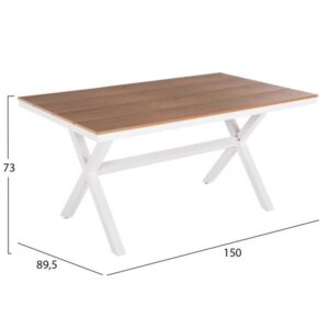 ΤΡΑΠΕΖΙ ΑΛΟΥΜΙΝΙΟΥ ΟΡΘΟΓΩΝΙΟ TAWNEE ΛΕΥΚΟ-POLYWOOD ΦΥΣΙΚΟ 150x89,5x73Υεκ