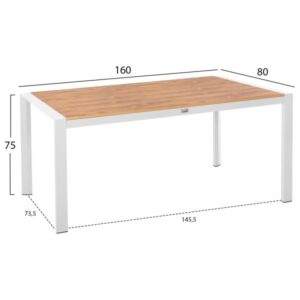 ΤΡΑΠΕΖΙ ΕΞΩΤ.ΧΩΡΟΥ GOYA ΑΛΟΥΜΙΝΙΟ ΛΕΥΚΟ & POLYWOOD 160X80Χ75Υεκ.