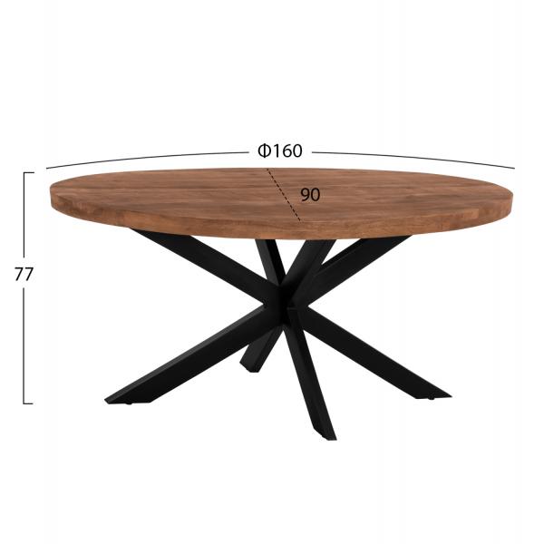 ΤΡΑΠΕΖΙ LEVINHO OVAL 6εκ.ΠΑΧΟΣ ΜΑΣΙΦ ΞΥΛΟ MANGO 160x90x77Υ εκ.