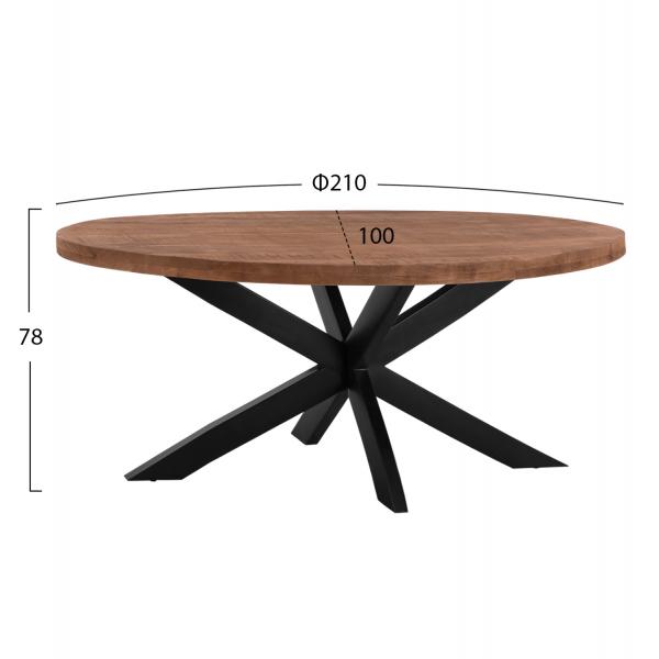 ΤΡΑΠΕΖΙ LEVINHO OVAL 6εκ. ΠΑΧΟΣ ΑΠΟ ΜΑΣΙΦ ΞΥΛΟ MANGO 210x100x78Υ εκ.