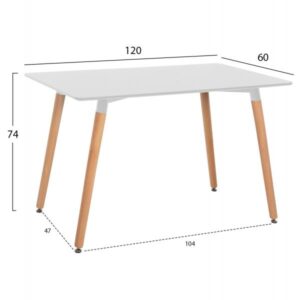ΤΡΑΠΕΖΙ ΛΕΥΚΟ MDF-ΠΟΔΙΑ ΟΞΙΑ ΣΕ ΦΥΣΙΚΟ ΧΡΩΜΑ- 120Χ60X74Υεκ.