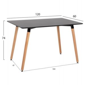 ΤΡΑΠΕΖΙ ΜΑΥΡΟ MDF-ΠΟΔΙΑ ΟΞΙΑ ΣΕ ΦΥΣΙΚΟ ΧΡΩΜΑ- 120Χ60X74Υεκ.