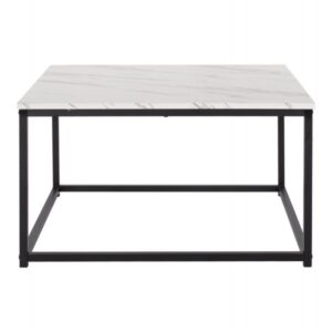 ΤΡΑΠΕΖΙ ΣΑΛΟΝΙΟΥ ΜΕΛΑΜΙΝΗ ΛΕΥΚΟ ΜΑΡΜΑΡΟ-ΜΑΥΡΗ ΒΑΣΗ 75x75x43Υεκ.