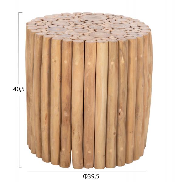 ΤΡΑΠΕΖΙ ΣΑΛΟΝΙΟΥ ΣΤΡΟΓΓΥΛΟ COOTER ΚΛΑΔΙΑ TEAK-ΦΥΣΙΚΟ Φ39x40,5Υεκ.