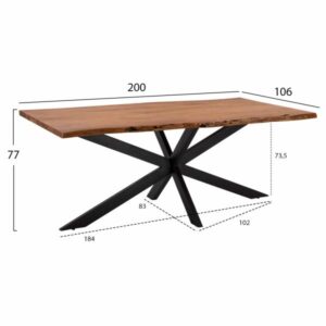 ΤΡΑΠΕΖΙ ΤΡΑΠΕΖΑΡΙΑΣ MONTANA SUPERIOR ΜΑΣΙΦ ΑΚΑΚΙΑΣ 200x106x77Υεκ.