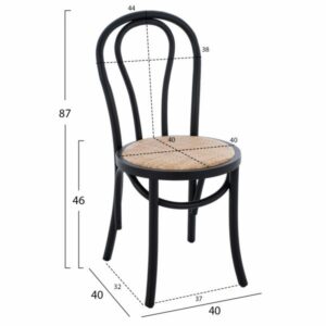 ΞΥΛΙΝΗ ΚΑΡΕΚΛΑ ΤΥΠΟΥ ΒΙΕΝΝΗΣ ΑΠΟ ΞΥΛΟ ΟΞΙΑΣ ΣΕ ΧΡΩΜΑ ΜΑΥΡΟ 40x40x87Υεκ.