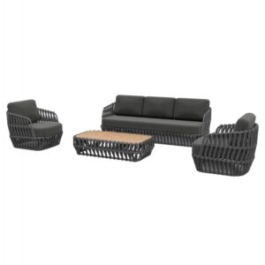 ΣΕΤ ΣΑΛΟΝΙ ΕΞ.ΧΩΡΟΥ 4ΤΜΧ SABO ΣΚΟΥΡΟ ΓΚΡΙ OLEFIN-P.E.ΣΧΟΙΝΙ-ΑΛΟΥΜ.-ΞΥΛΟ TEAK