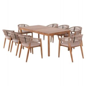 ΣΕΤ ΤΡΑΠΕΖΑΡΙΑΣ 9ΤΜΧ NAVANT ΤΡΑΠΕΖΙ & 8 ΚΑΡΕΚΛΕΣ ΞΥΛΟ ΑΚΑΚΙΑΣ-ΣΧΟΙΝΙ ΜΠΕΖ