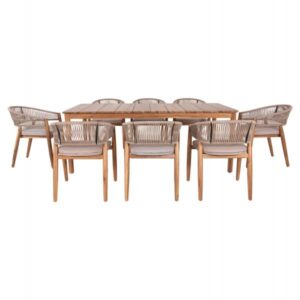 ΣΕΤ ΤΡΑΠΕΖΑΡΙΑΣ 9ΤΜΧ NAVANT ΤΡΑΠΕΖΙ & 8 ΚΑΡΕΚΛΕΣ ΞΥΛΟ ΑΚΑΚΙΑΣ-ΣΧΟΙΝΙ ΜΠΕΖ