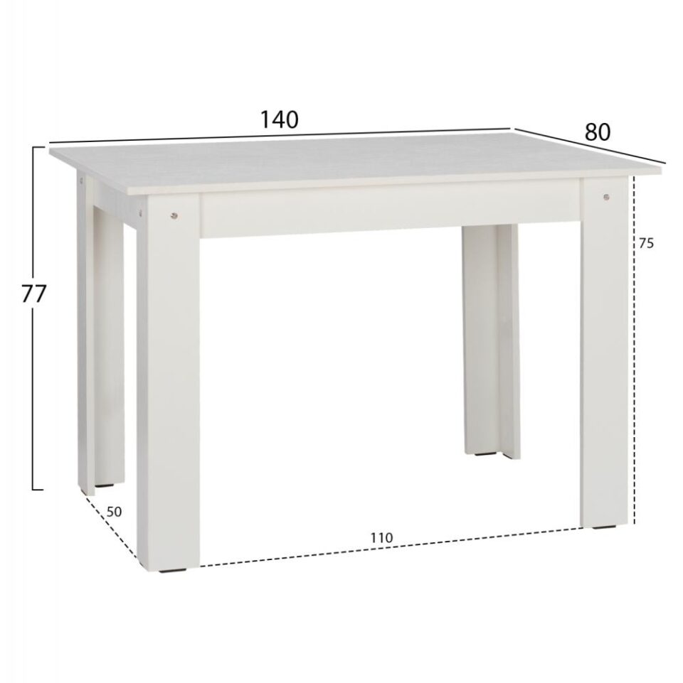 ΤΡΑΠΕΖΙ ΚΟΥΖΙΝΑΣ 140x80x77Υεκ. ΛΕΥΚΟ
