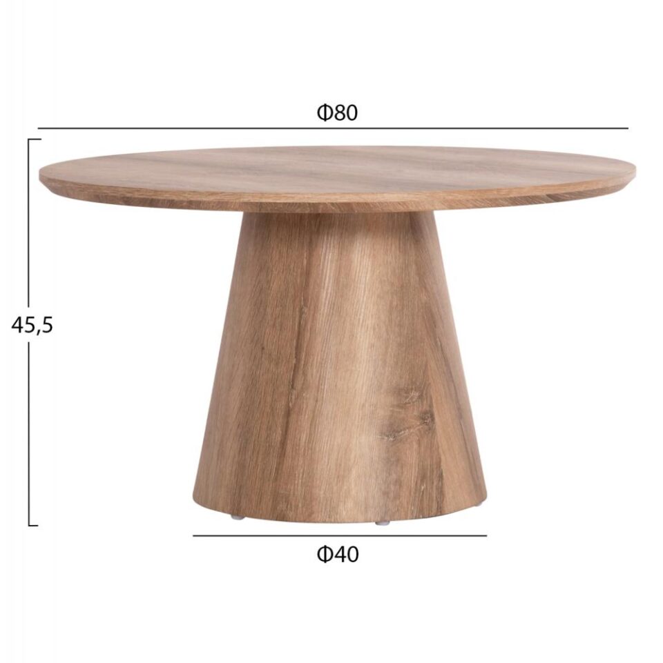 ΤΡΑΠΕΖΙ ΣΑΛΟΝΙΟΥ MDF ΣΕ ΦΥΣΙΚΟ ΧΡΩΜΑ ΞΥΛΟΥ Φ80x45,5Υεκ.