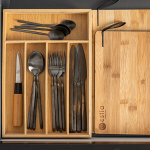 ΘΗΚΗ ΣΥΡΤΑΡΙΟΥ ΓΙΑ ΜΑΧΑΙΡΟΠΙΡΟΥΝΑ BAMBOO ESSENTIALS 5 ΘΕΣΕΩΝ 33x23x4.5cm