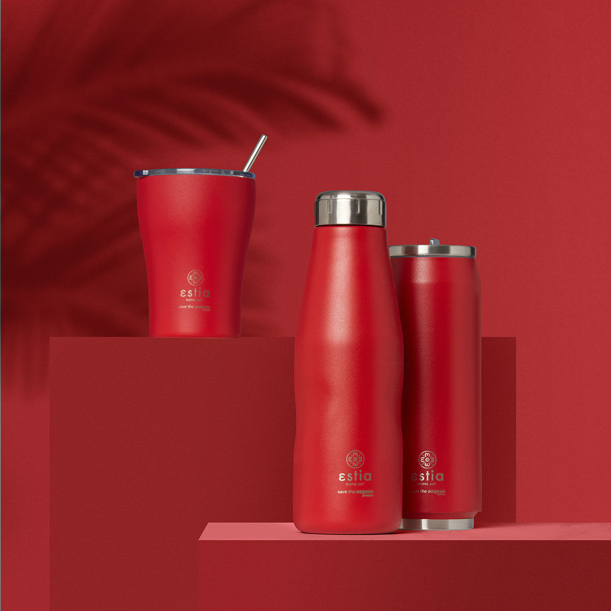 ΘΕΡΜΟΣ TRAVEL FLASK SAVE THE AEGEAN 500ml SCARLET RED