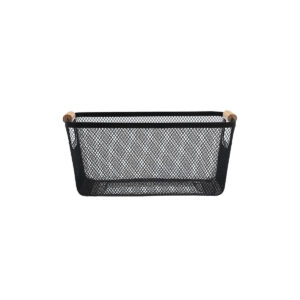 ΚΑΛΑΘΙ ΟΡΓΑΝΩΣΗΣ ΜΕΤΑΛΛΙΚΟ ΜΕ ΞΥΛΙΝΕΣ ΛΑΒΕΣ 30x21x14cm ΜΑΥΡΟ