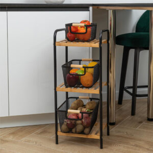 ΚΑΛΑΘΙ ΟΡΓΑΝΩΣΗΣ ΜΕΤΑΛΛΙΚΟ ΜΕ ΞΥΛΙΝΕΣ ΛΑΒΕΣ 30x21x14cm ΜΑΥΡΟ