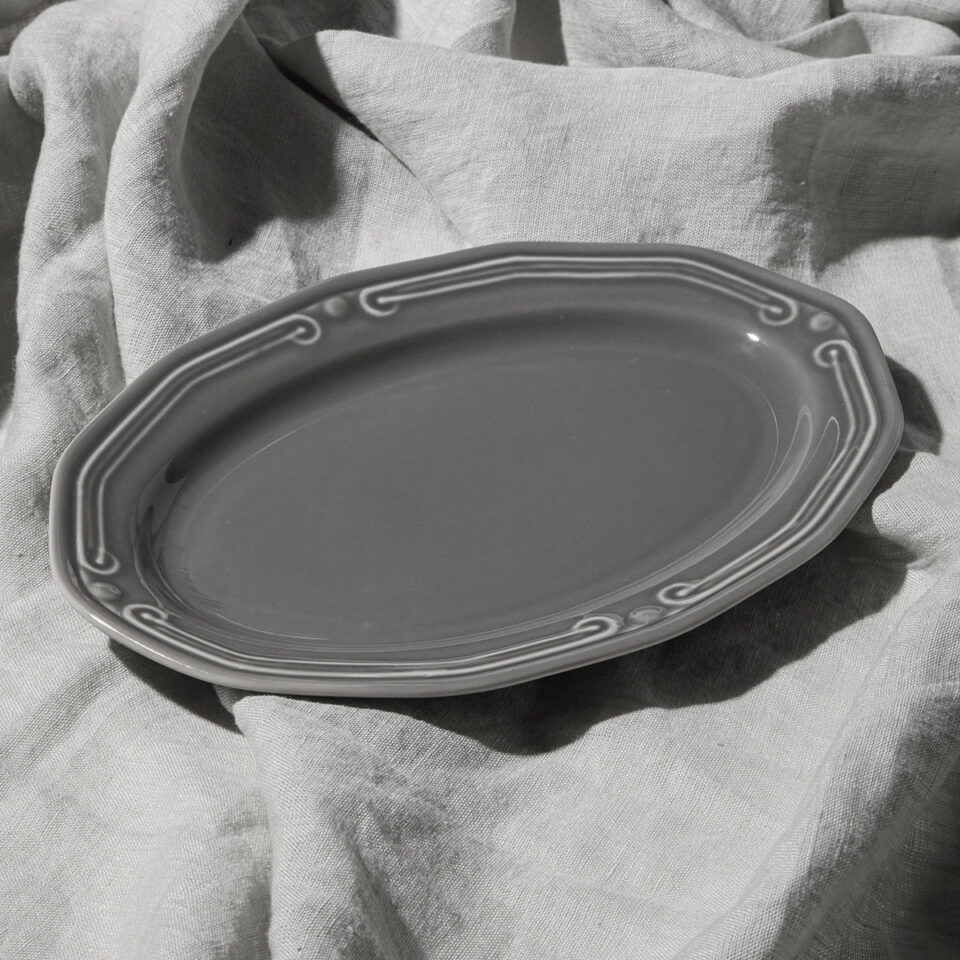 ΠΙΑΤΕΛΑ ΟΒΑΛ ATHÉNÉE ΠΟΡΣΕΛΑΝΙΝΗ ΑΝΑΓΛΥΦΗ 25cm GREY