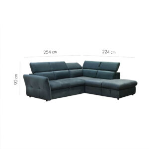 MONSERAT ΚΑΝΑΠΕΣ ΚΡΕΒΑΤΙ ΓΩΝΙΑ ΔΕΞΙΑ PETROL 254x224x90