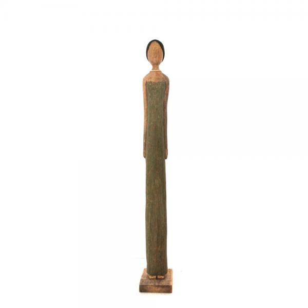 TALL LADY DECO ΦΙΓΟΥΡΑ ΞΥΛΟ ΦΥΣΙΚΟ ΠΡΑΣΙΝΟ 12,5x12,5xH92cm