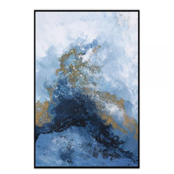 GALE ΠΙΝΑΚΑΣ ΚΑΜΒΑΣ ΜΠΛΕ ΛΕΥΚΟ ΞΥΛΟ ΧΡΥΣΟ 80x120xH4,5cm