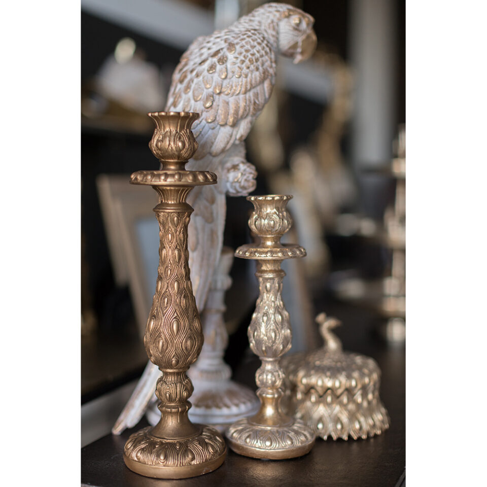 PEACOCK ΚΗΡΟΠΗΓΙΟ 10x10x33 POLYRESIN ΧΡΥΣΟ ΑΝΤΙΚΕ
