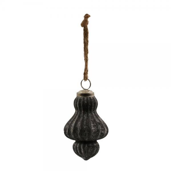 XMAS LUSTRE ΜΠΑΛΑ ΓΥΑΛΙ ΓΚΡΙ D9xH14cm