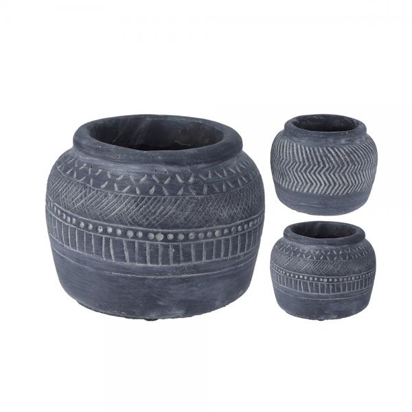 ANTIQUE ΚΑΣΠΩ ΣΕ 2 ΣΧΕΔΙΑ ΤΣΙΜΕΝΤΟ ΜΑΥΡΟ 16xH13cm