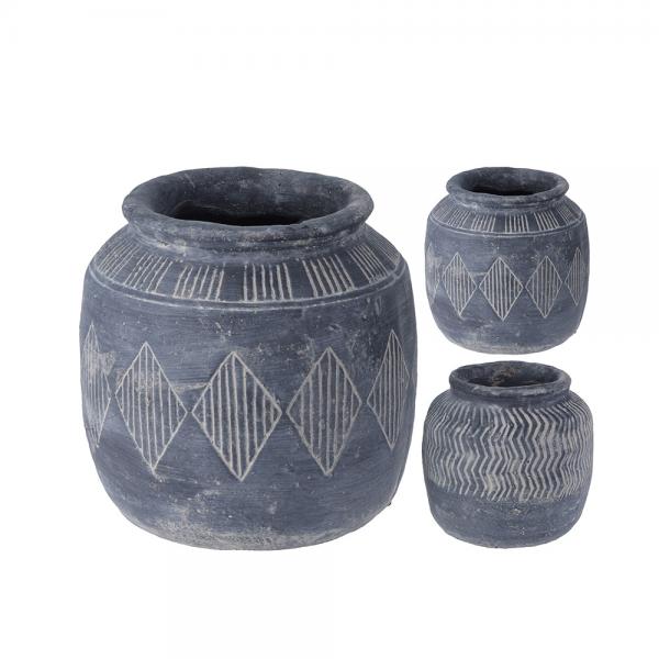 ANTIQUE ΚΑΣΠΩ ΣΕ 2 ΣΧΕΔΙΑ ΤΣΙΜΕΝΤΟ ΜΑΥΡΟ 18,5xH18cm