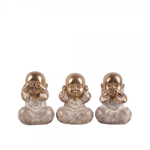 MAHATMA 2 DECO ΒΟΥΔΑΣ SET 3ΤΜΧ POLYRESIN ΧΡΥΣΟ