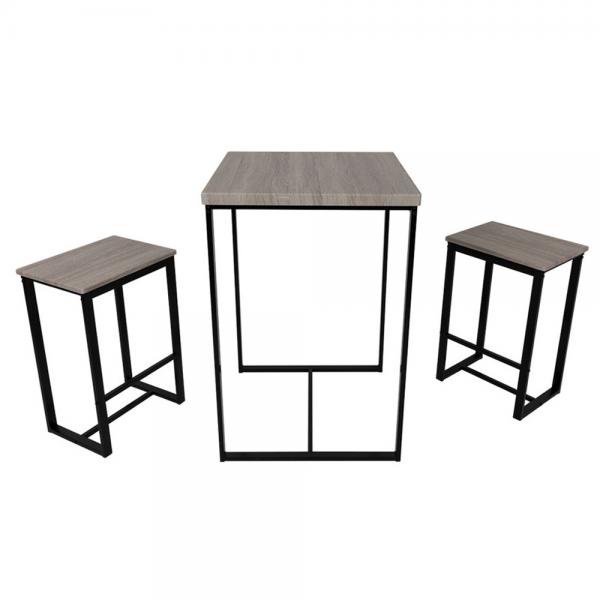 ZENITH ΤΡΑΠΕΖΑΡΙΑ SET 3ΤΕΜ SONOMA ΜΑΥΡΟ 60x60xH88cm
