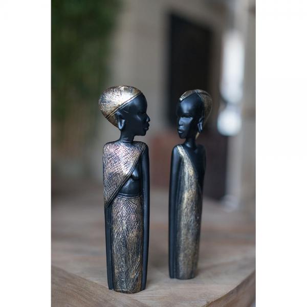 DOZANA DECO ΦΙΓΟΥΡΑ SET 2ΤΜΧ POLYRESIN ΜΑΥΡΟ ΧΡΥΣΟ 7,5x4,5xH27cm