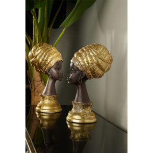 AFRICAN QUEEN ΔΙΑΚΟΣΜΗΤΙΚΗ ΦΙΓΟΥΡΑ 10x15x26 POLYRESIN ΧΡΥΣΟ ΜΑΥΡΟ
