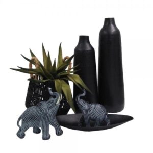 HAPPY ELEPHANT 2 DECO ΕΛΕΦΑΝΤΑΣ POLYRESIN ΜΑΥΡΟ ΛΕΥΚΟ 16,5x7xH18,5cm
