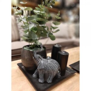 HAPPY ELEPHANT 2 DECO ΕΛΕΦΑΝΤΑΣ POLYRESIN ΜΑΥΡΟ ΛΕΥΚΟ 16,5x7xH18,5cm