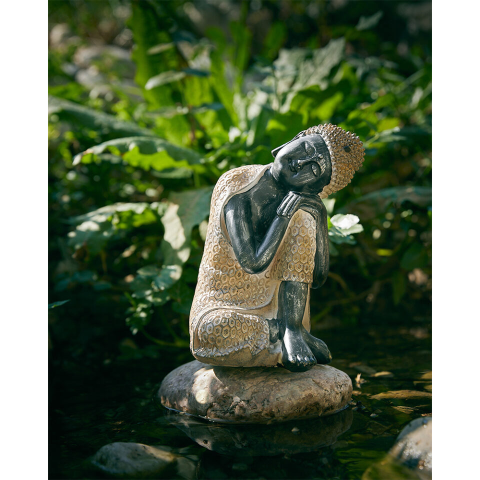 RESTING BUDDHA ΔΙΑΚΟΣΜΗΤΙΚΟ ΒΟΥΔΑΣ 15x15x24 POLYRESIN ΦΥΣΙΚΟ ΜΑΥΡΟ