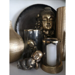 LOTUS BUDDHA ΔΙΑΚΟΣΜΗΤΙΚΟ ΒΟΥΔΑΣ 19x9x35 POLYRESIN ΧΡΥΣΟ ΜΑΥΡΟ