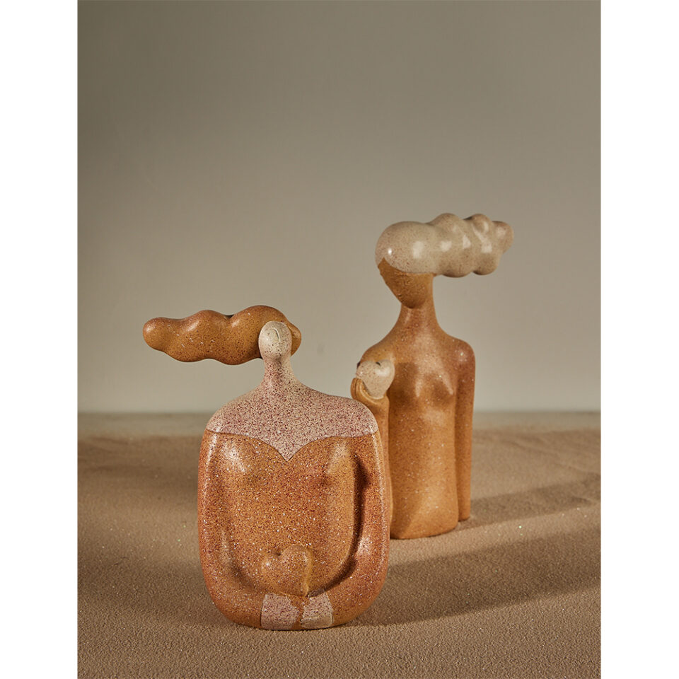 CHEVEU PINK 1 ΔΙΑΚΟΣΜΗΤΙΚΗ ΦΙΓΟΥΡΑ 17x8x21 POLYRESIN TERRACOTTA ΓΚΡΙ