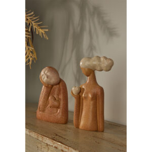 CHEVEU PINK 2 ΔΙΑΚΟΣΜΗΤΙΚΗ ΦΙΓΟΥΡΑ 16x7x29 POLYRESIN TERRACOTTA ΓΚΡΙ